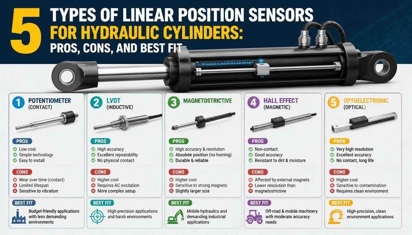 5 Types of Linear Position Sensors for Hydraulic Cylinders
